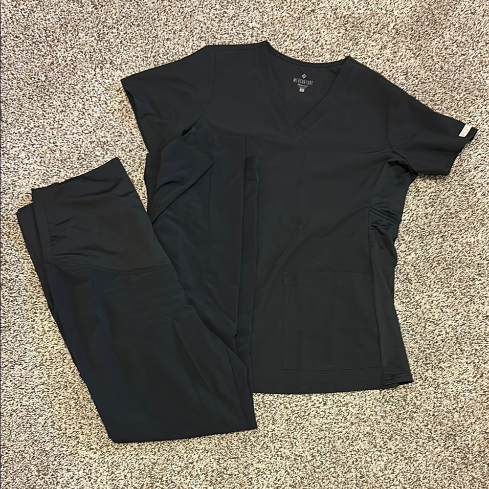 Med Couture Black Maternity Scrub Top and Pants